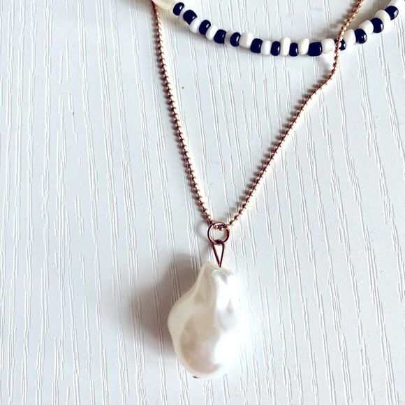 New! Fun Multicolored, Multilayer Necklace with Faux Pearl - Picture 2 of 5